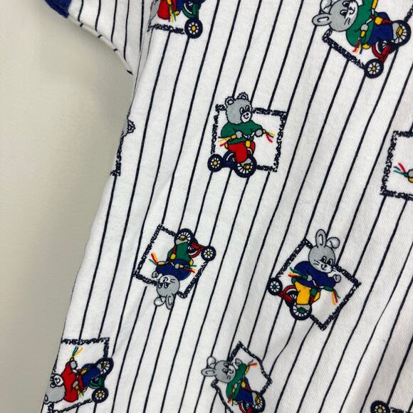 Vintage Cotton Club Striped Bunny Bear Bike Romper Bodysuit 3-6 Months - Picture 3 of 6